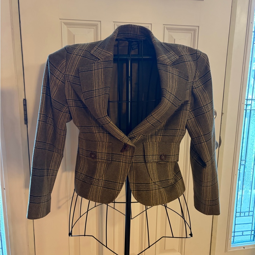 Boston Proper Brown Plaid Blazer
